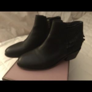 H by Hudson black fringe booties